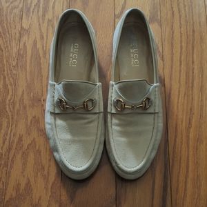 Vintage Cream Suede Gucci Loafers